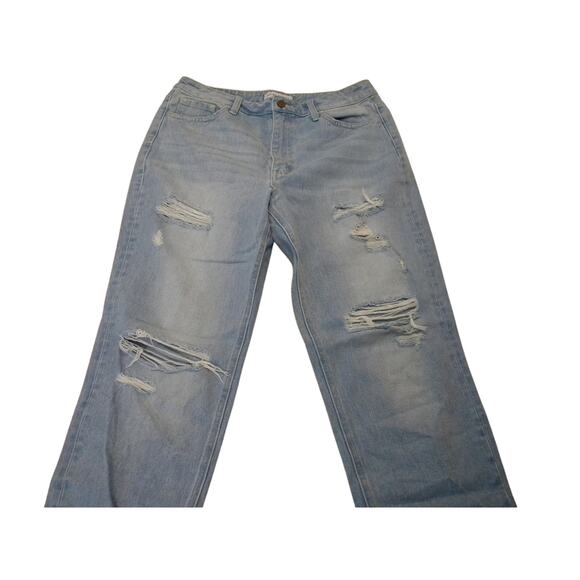 Flying Monkey Women's Distressed Mom Jeans Light Wash Straight Leg Size 30 Denim - Picture 2 of 7